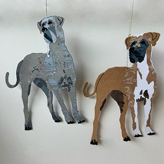 dog breed paper art ornaments